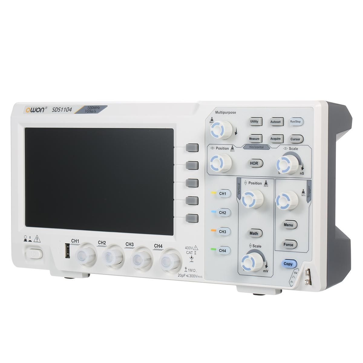 Owon SDS1104 4-CH Digital Storage Oscilloscope with 7-inch LCD Display Handheld Portable Oscillometer 100MHz 1GS/s UK Plug
