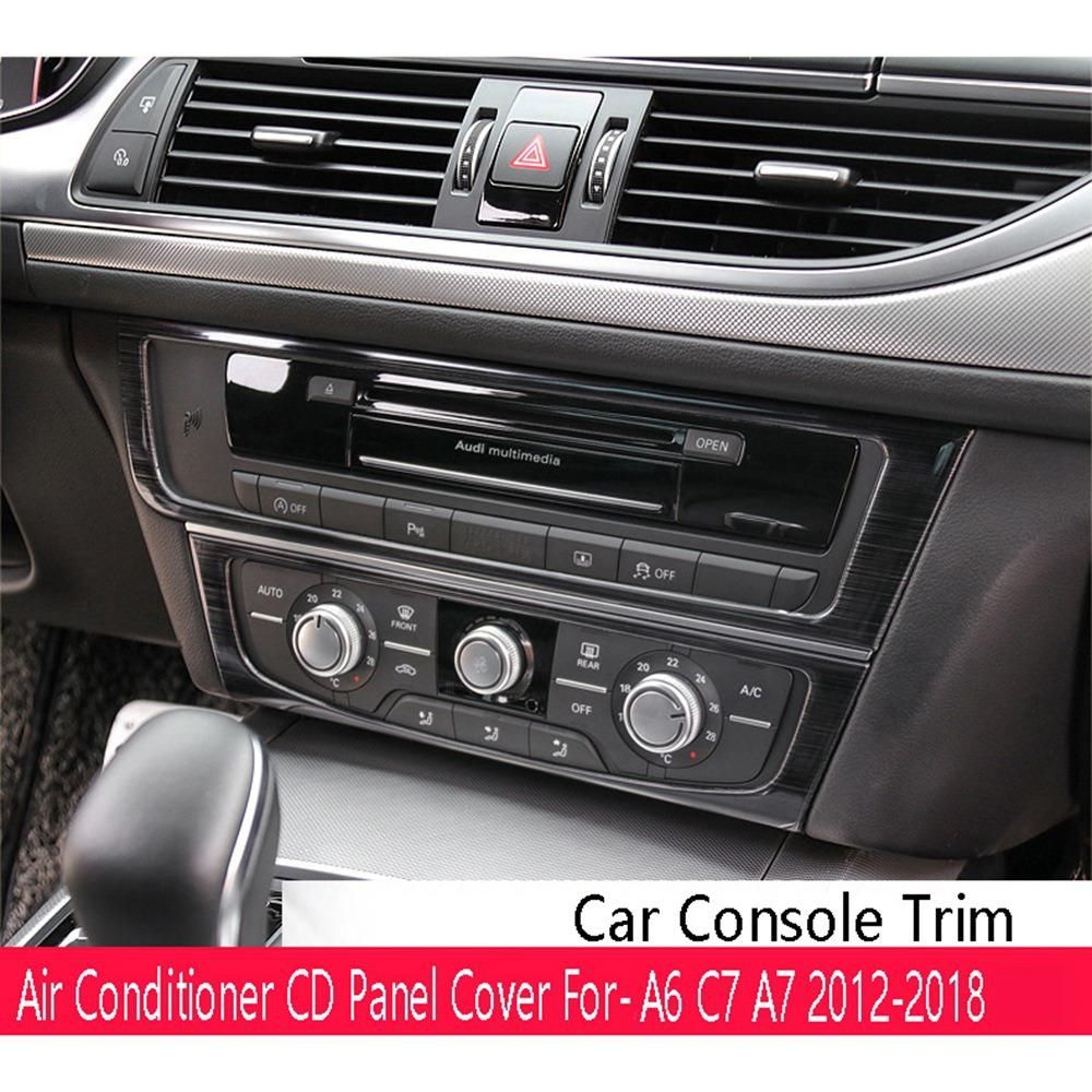 2Pcs Car Black Brushed Stainless Steel Console Air