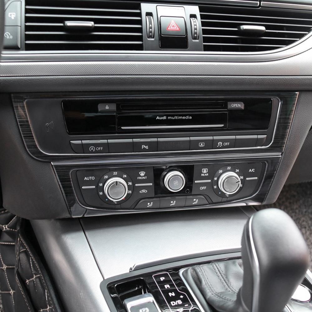 2Pcs Car Black Brushed Stainless Steel Console Air