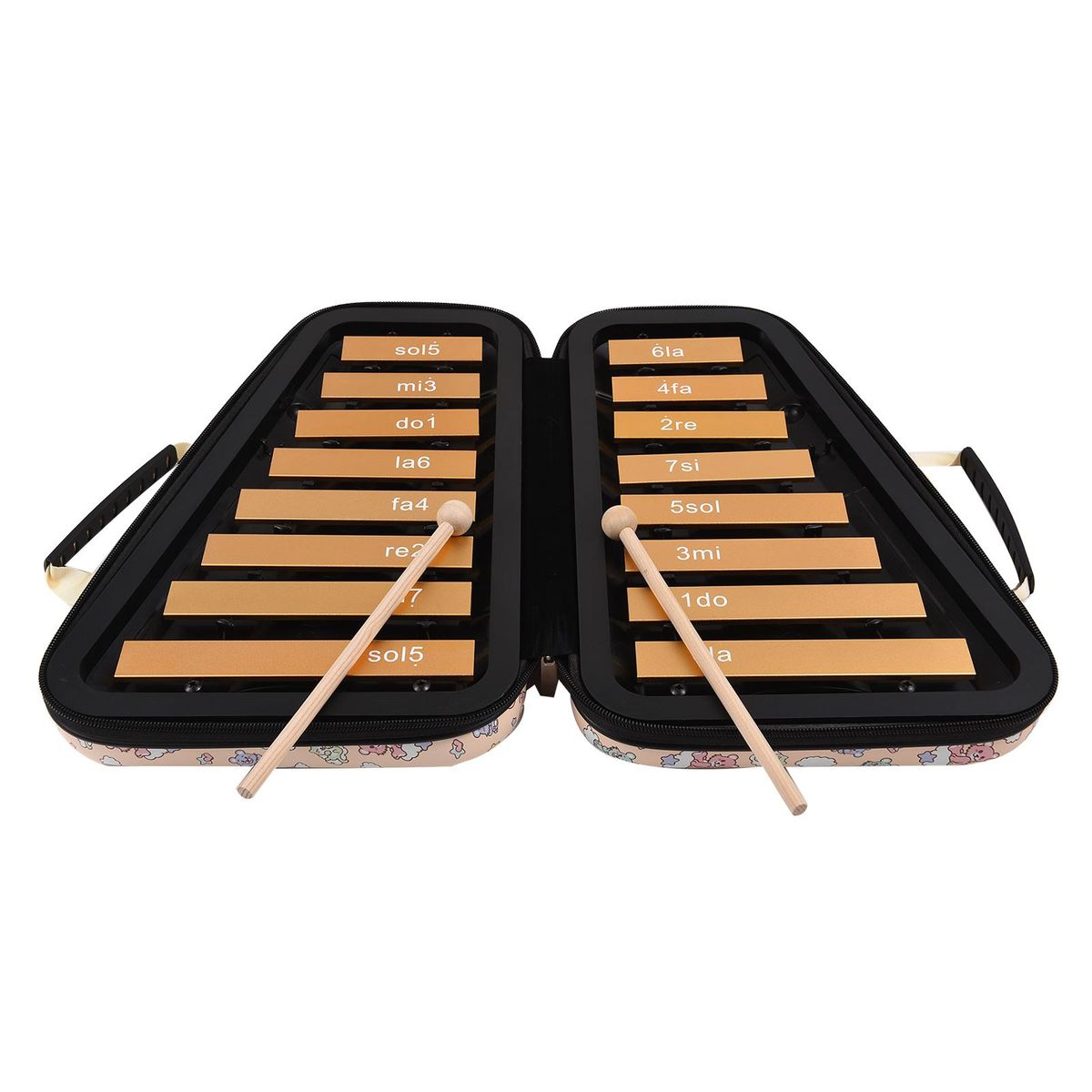 16 Keys Glockenspiel 16-Note Aluminum Plate Xylophone Early Educational Musical Percussion Instrument with Case Mallets for Kids Children Music Sense Development