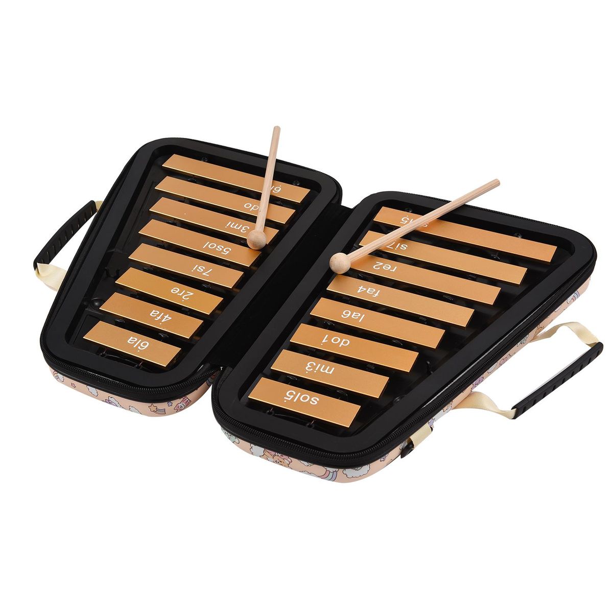 16 Keys Glockenspiel 16-Note Aluminum Plate Xylophone Early Educational Musical Percussion Instrument with Case Mallets for Kids Children Music Sense Development