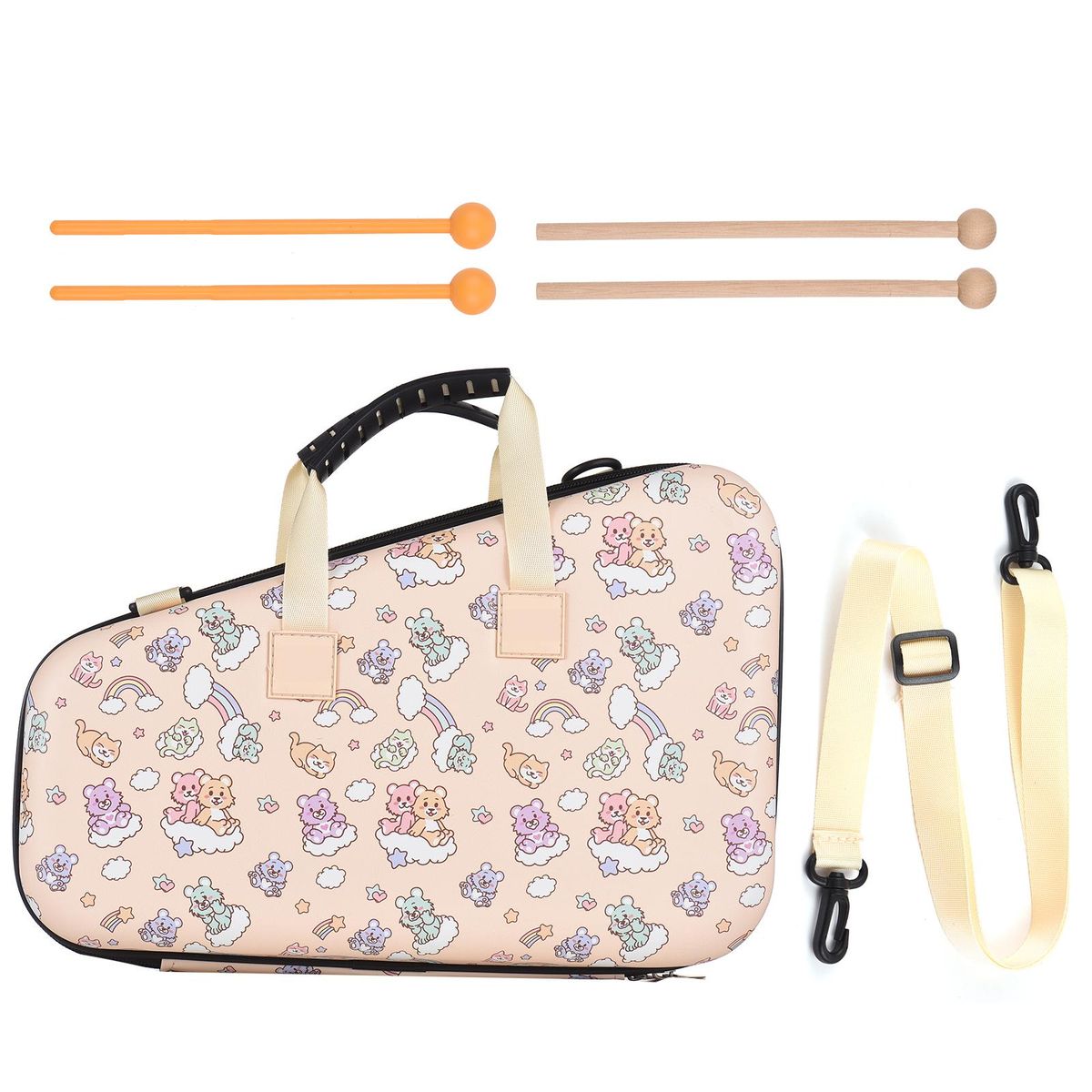 16 Keys Glockenspiel 16-Note Aluminum Plate Xylophone Early Educational Musical Percussion Instrument with Case Mallets for Kids Children Music Sense Development
