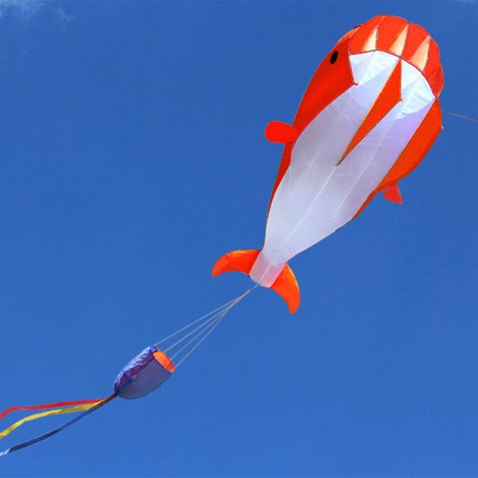 3D Kite Large Dolphin Breeze Beach Kites With Huge Frameless Red