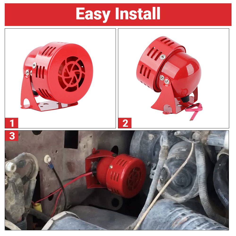 Car Air Raid Siren Horn Electric 12V Alarm Loud Fire