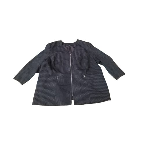 Plus Size Long Sleeve Stripes Jacket With Full Lining