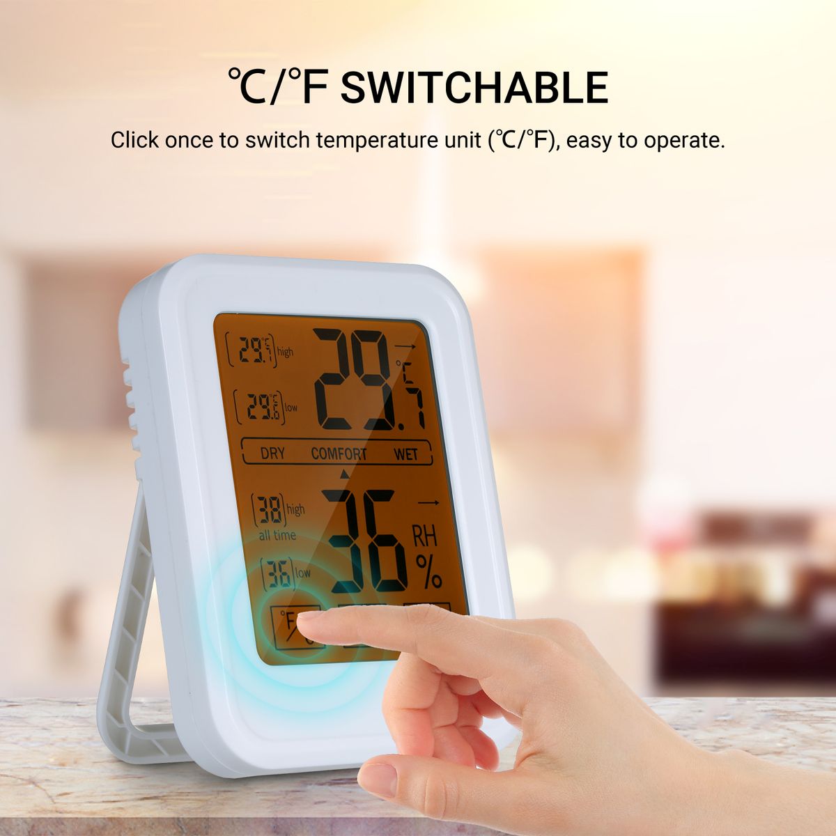 High Precision Magnetic Thermometer Hygrometer Digital
