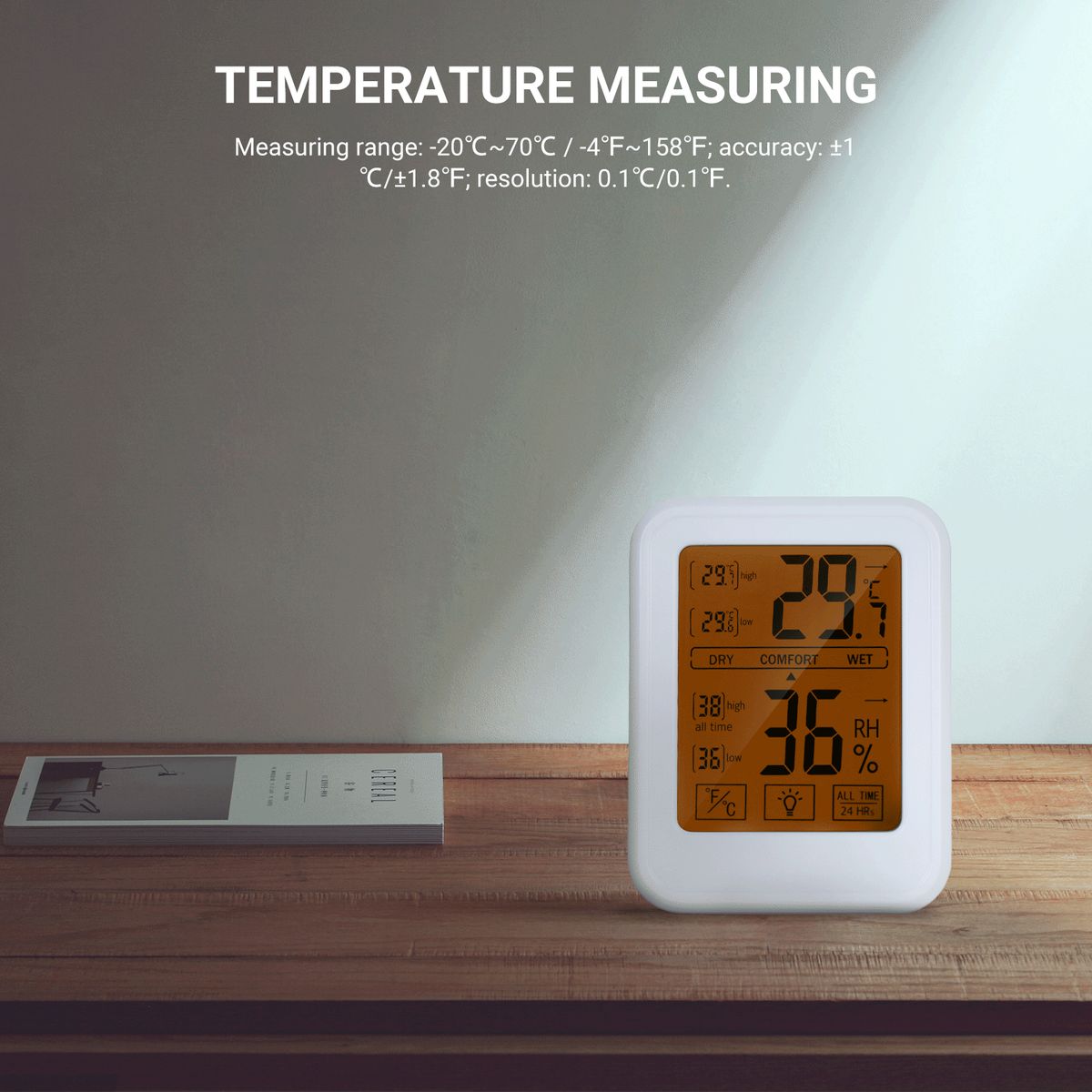 High Precision Magnetic Thermometer Hygrometer Digital