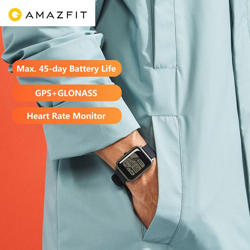 Global Version  Amazfit Bip Smart Bracelet GPS Sport Heart Rate Monitor Watch Fitness Activity Tracker Cycling Running Walking 45 Days Battery Life