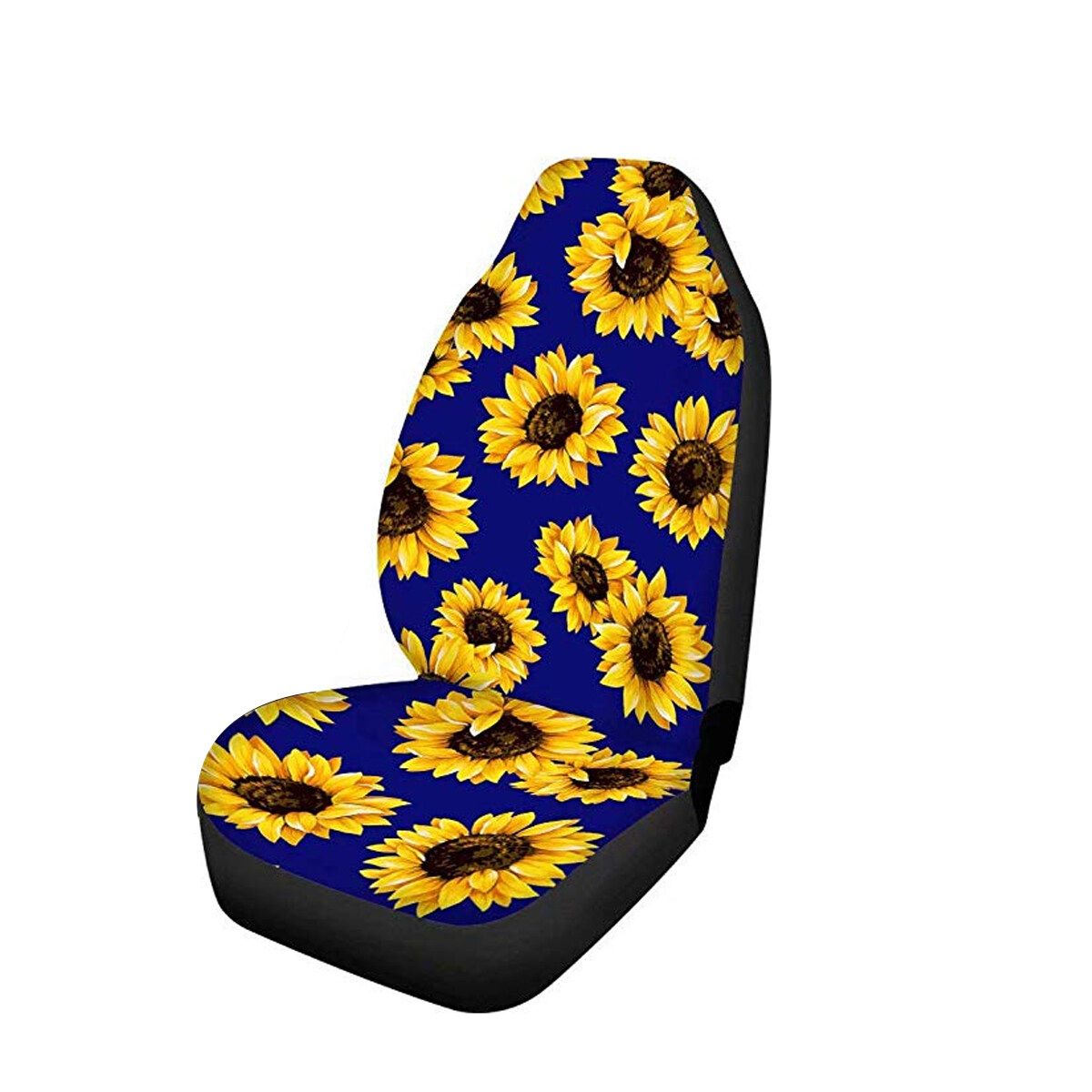 1 Pcs Universal Car Front Seat Cover Heavy Duty Truck Van Chair Protector Cover Sunflower