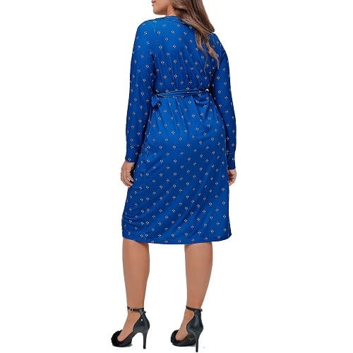 Blue Printed Wrap Shaloma Dress - Plus Size