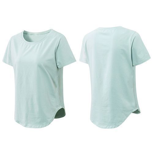 Women Summer Sports T-Shirt Short Sleeve Running Loose Yoga Top（Blue）