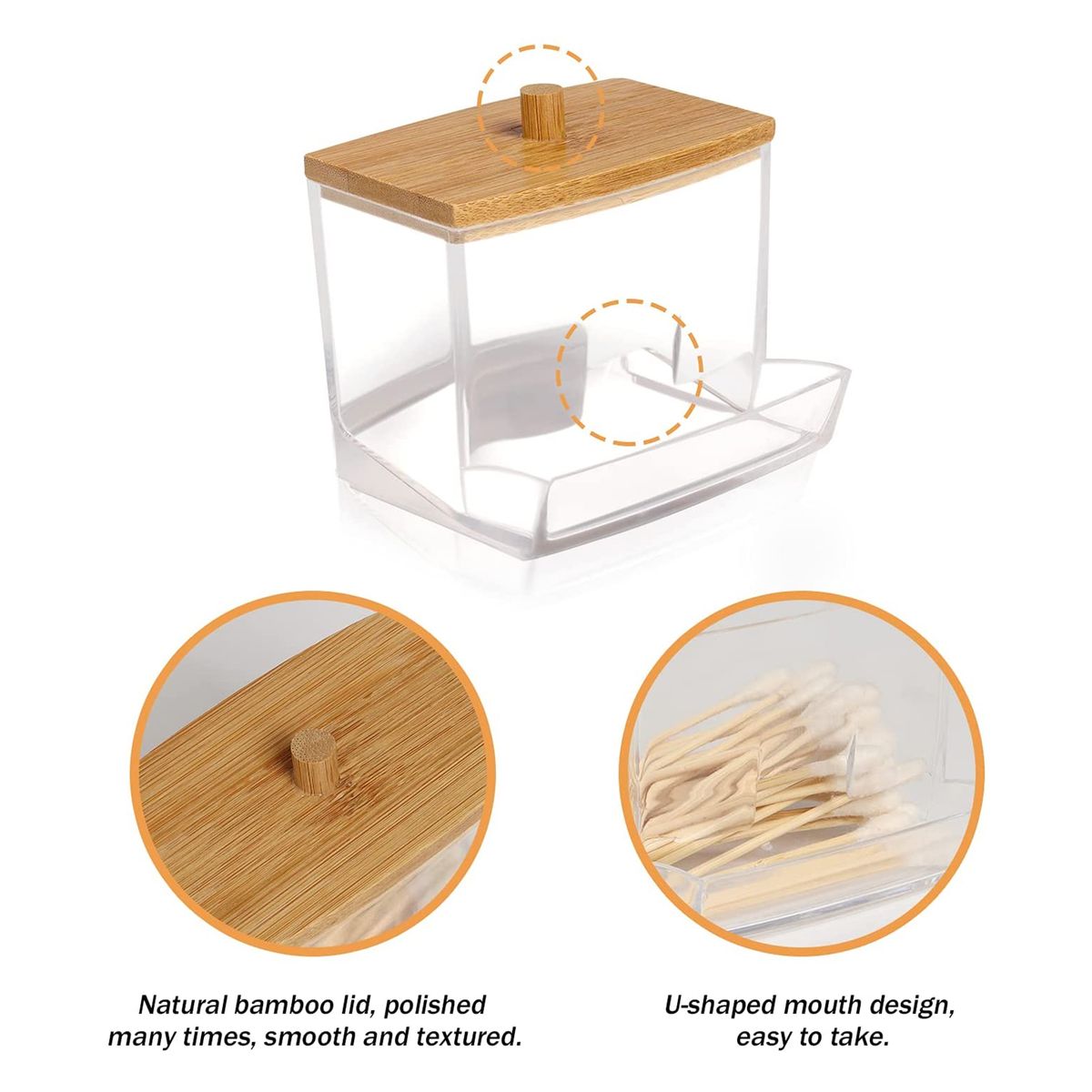 Upgrated Quality Acrylic Cotton Swabs Storage Holder