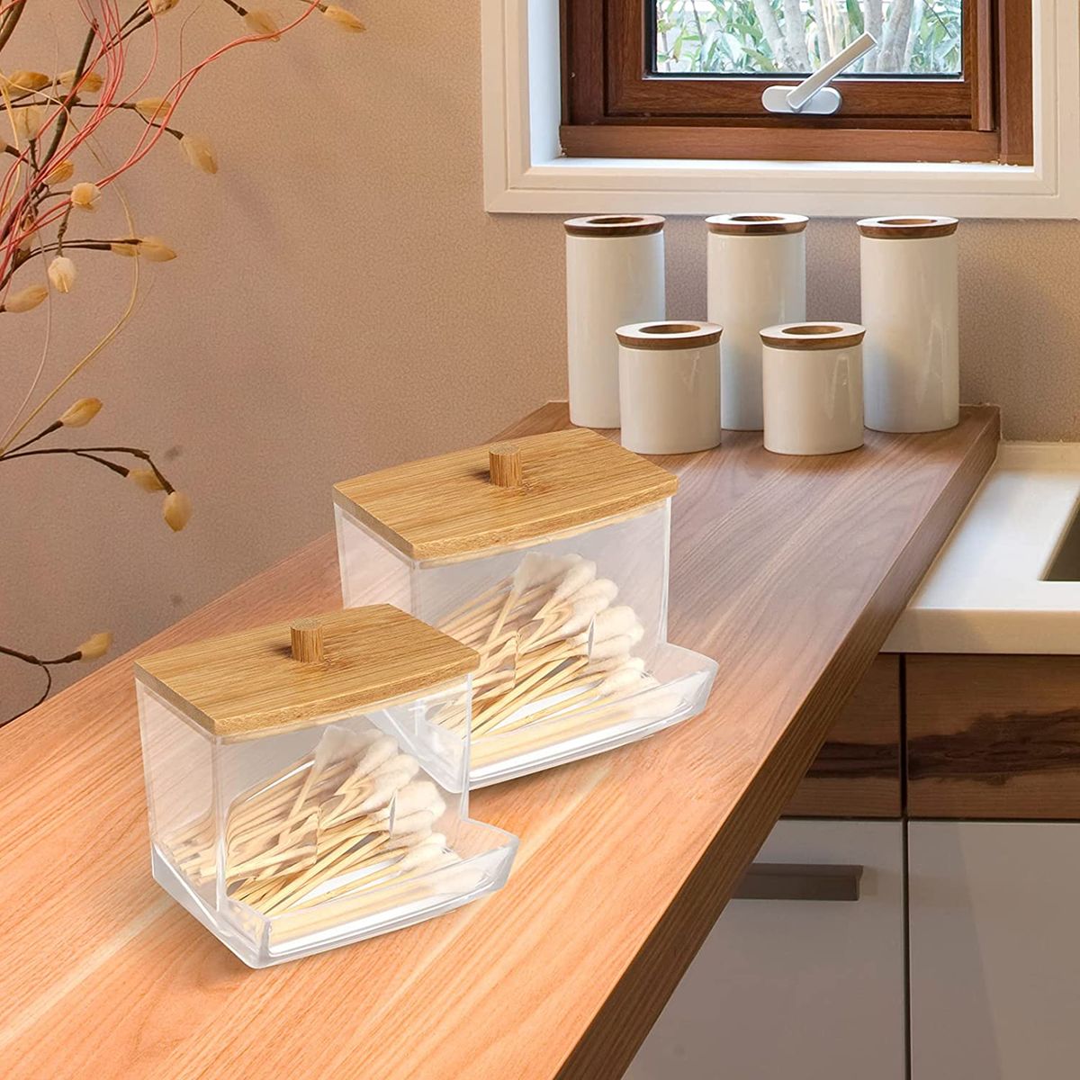 Upgrated Quality Acrylic Cotton Swabs Storage Holder