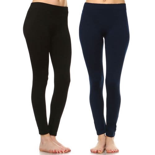 2 In 1 Full Length Ladies Leggings - Black, Navy Blue