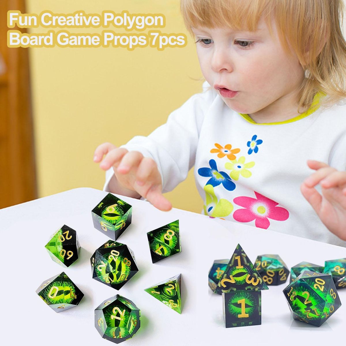 Dragon Eye Dice Enchanting Emerald Dice Set 7 Unique Resin for Board