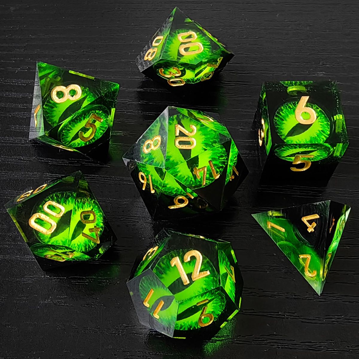 Dragon Eye Dice Enchanting Emerald Dice Set 7 Unique Resin for Board