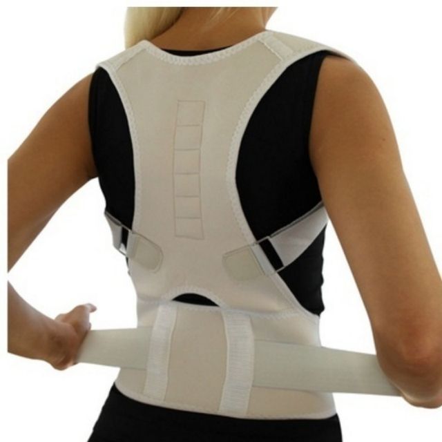 Adjustable Magnet Posture Corrector Back Corset Belt Straightener Brace Shoulder Corrector Lumbar Postura Braces Supports(#White)