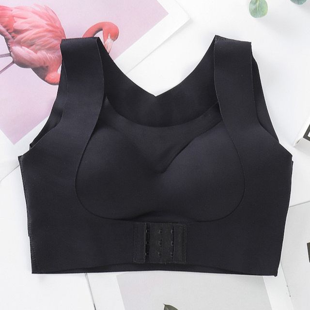 Dropshipping Bras For Women Posture Corrector Seamless Push Up Shockproof Sports Support Fitness Vest Underwear Corset Back Bra(#Black)