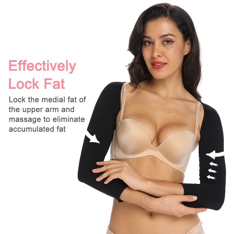 Womens Slimming Compression Long Sleeve Arm Slimmer Trimmer Back Shoulder Wrapwear