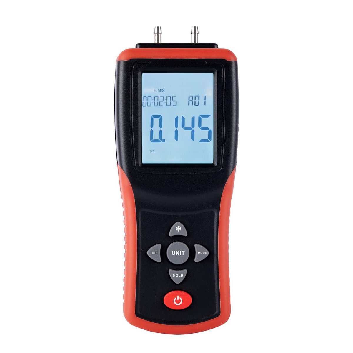 Digital Manometer 2.4-inch LCD High Precision Hand-held Dual-port Manometer ±2Psi Differential Air Pressure Gauge Tester with 12 Units