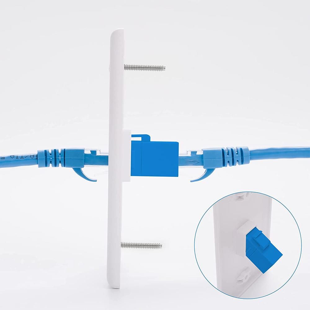 2-Pack 1 Port Ethernet Wall Plate, RJ45 Cat6 Female to Female Jack Inline Coupler Face Plates, 1-Port