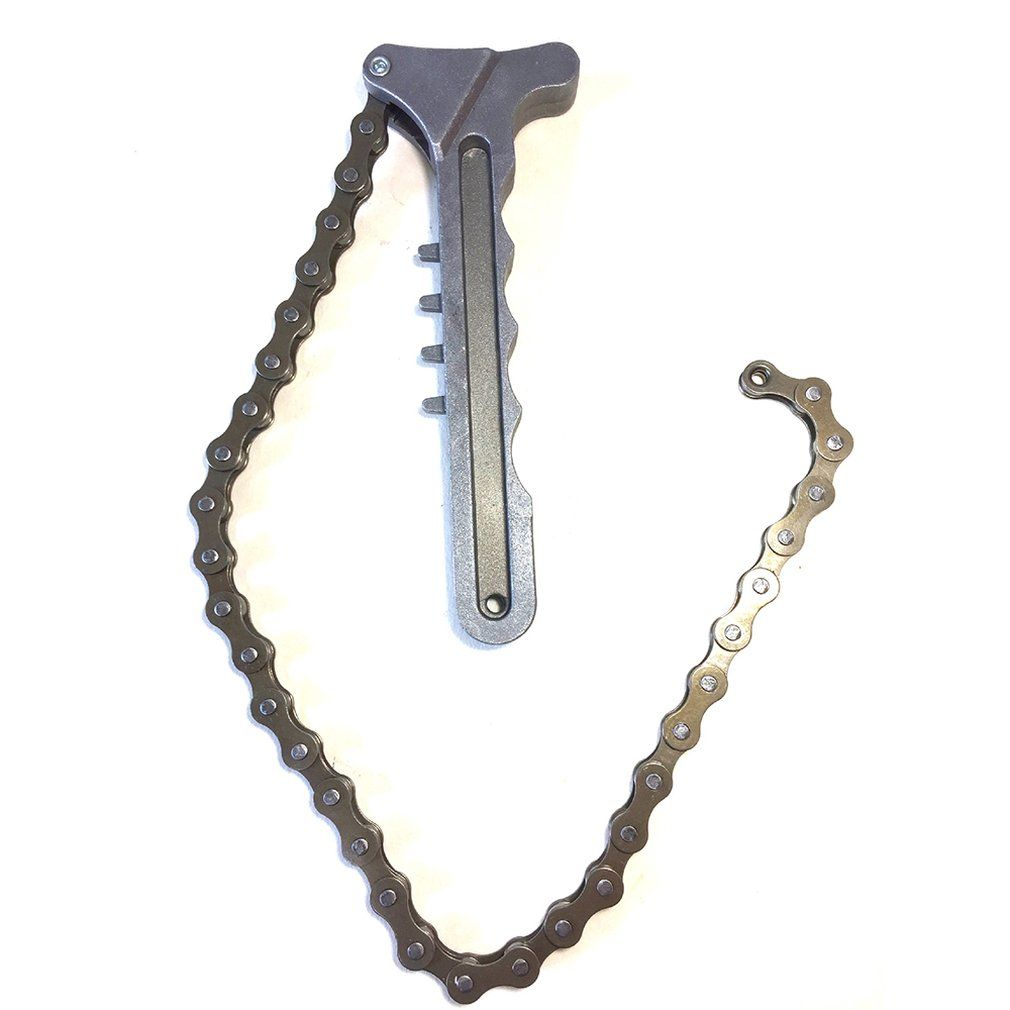 1 Piece Adjustable Car Engine Oil Filter  Aluminum Steel Chain Grip Key Wrench Remover Tools  Car Repair Tools-sliver+black
