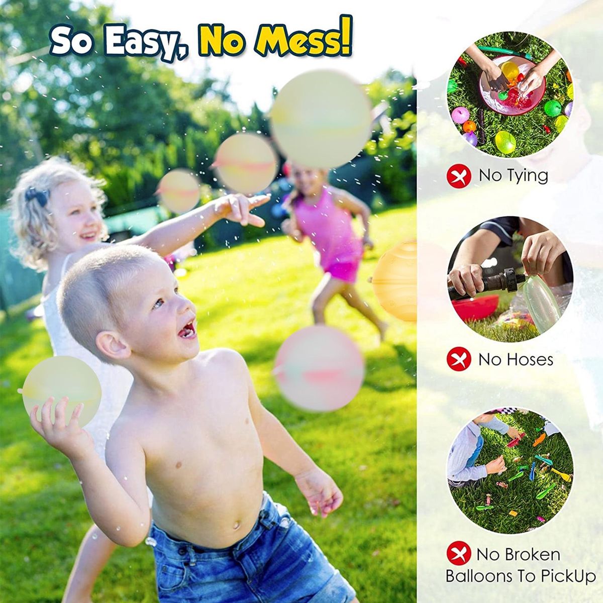 3612Pcs Water-filled Balls Water Splash Balls Kids Water Game Light Yellow