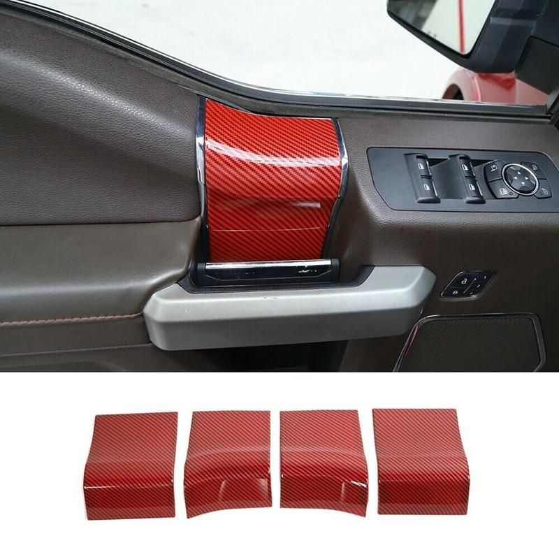 Car Inner Door Handle Panel Trim Decoration Cover Red