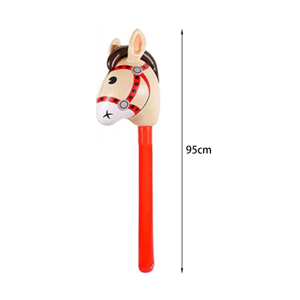 Inflatable Toy Horse Head Riding Stick Child Favors Red