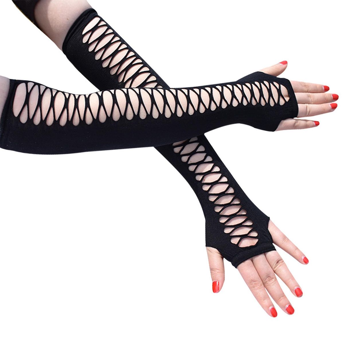 Women Long Fingerless  Elbow Length Gothic For Costume Wedding