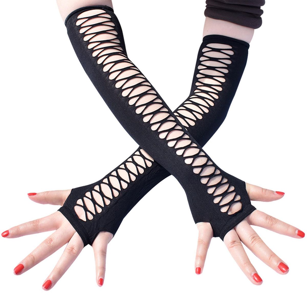 Women Long Fingerless  Elbow Length Gothic For Costume Wedding