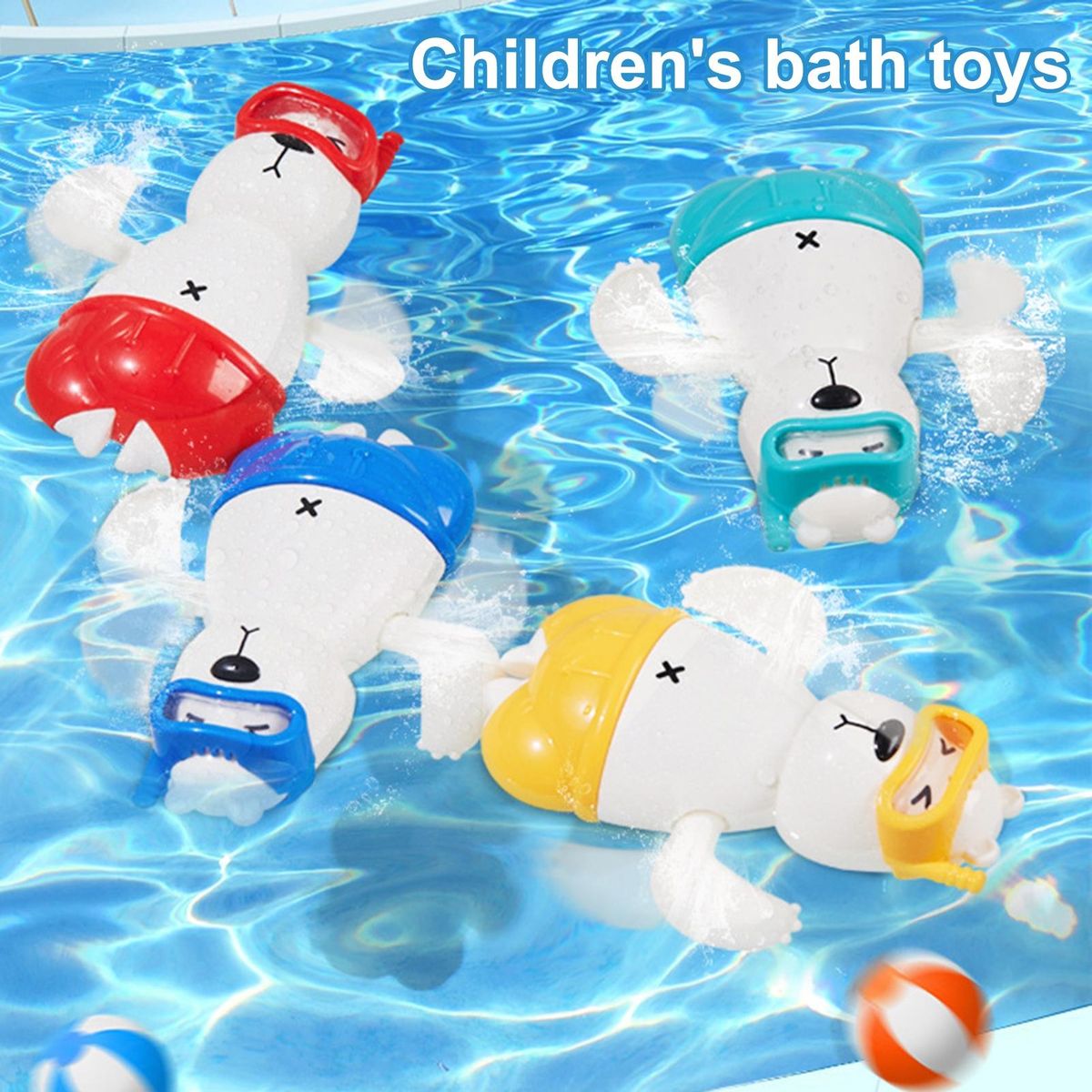 Water Play Toys for Kids Adorable Polar Bear Bath Toy Fun Rotating Red