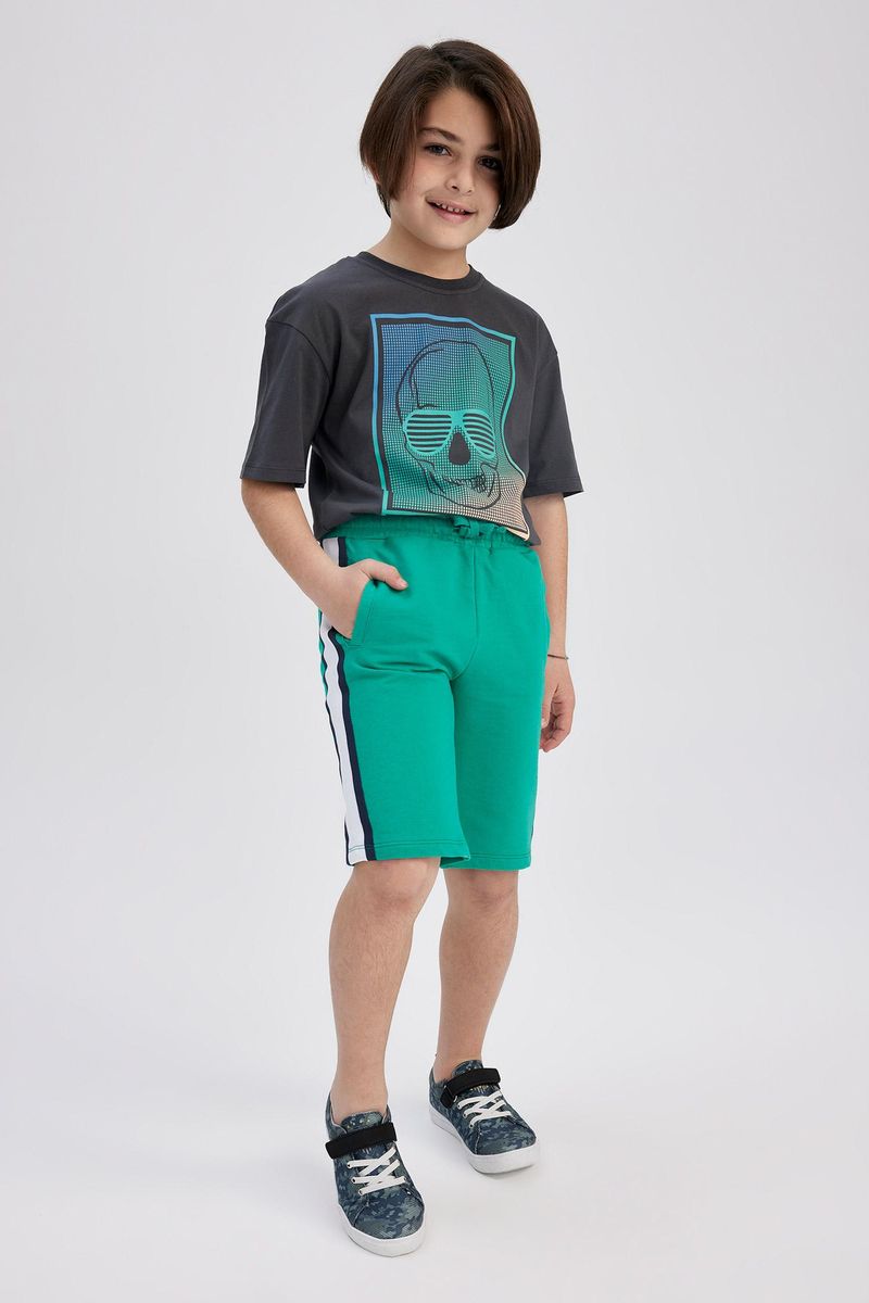Boy Casual Oversize Fit Crew Neck Knitted Short Sleeve T-Shirt - Anthracite