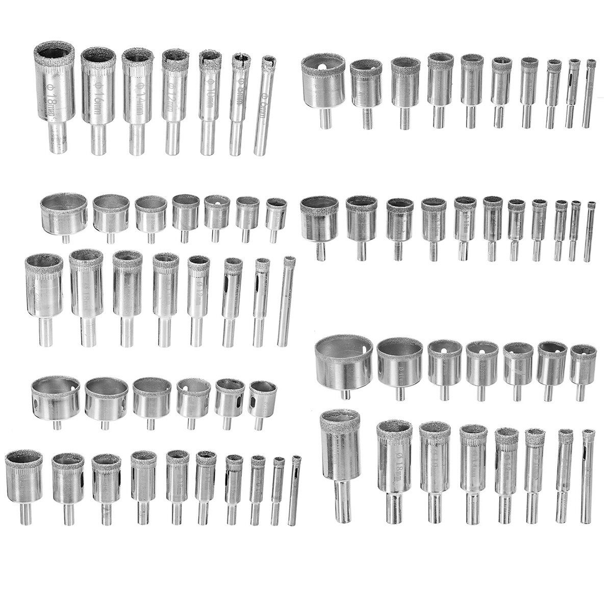 16/15/11/10/7Pcs 6-18/30/50mm Diamond Coated Drill Bit For