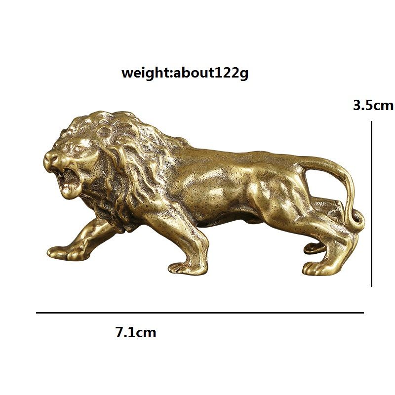 Antique Bronze Male Lion King Statue Small Ornaments Solid