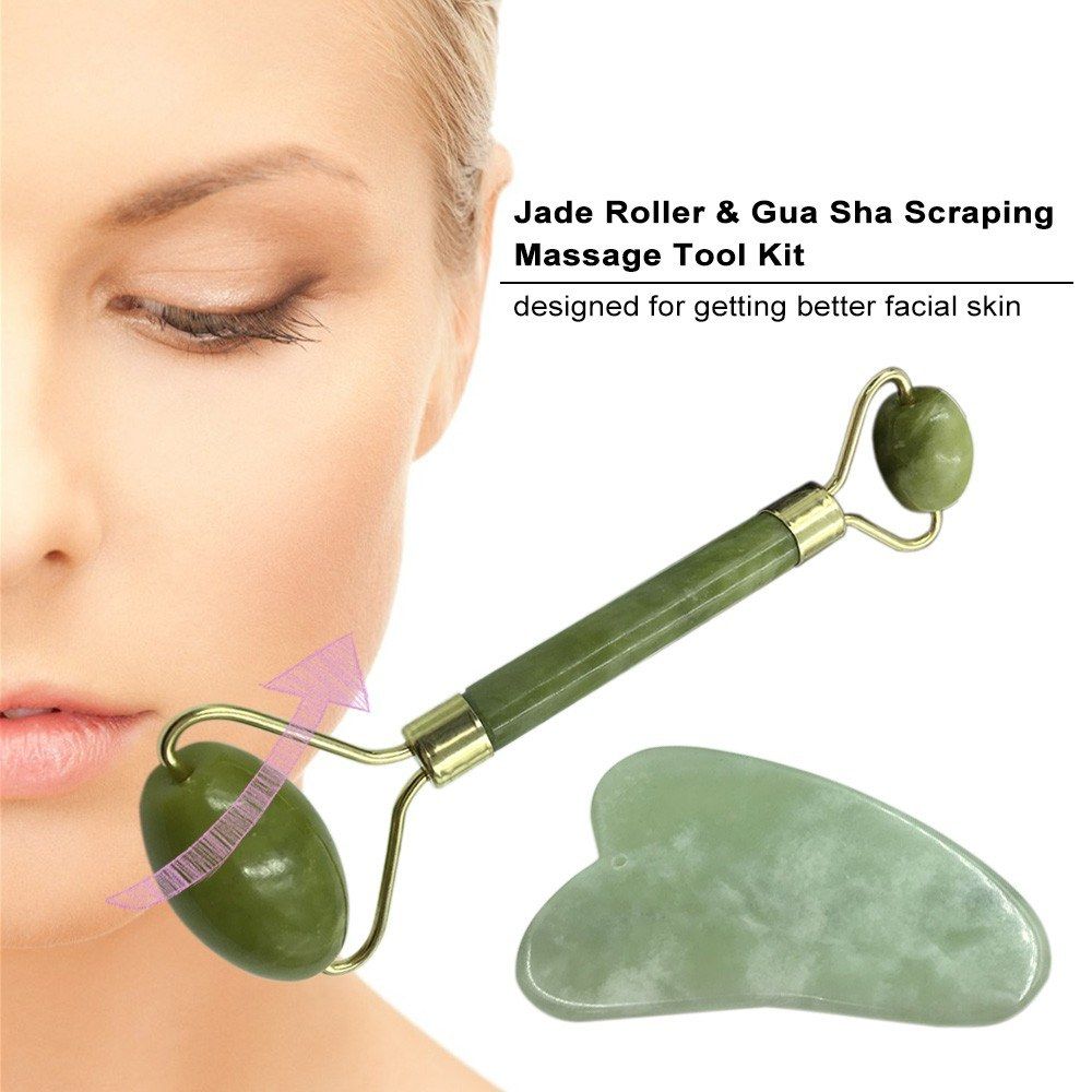 Jade Roller   Gua Sha Scraping Massage Tool For Facial Skin
