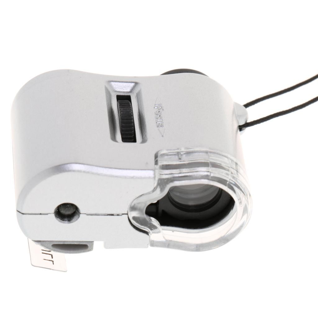 Glass Magnifier Jewelers Loupe 60X Mini Microscope UV LED Light