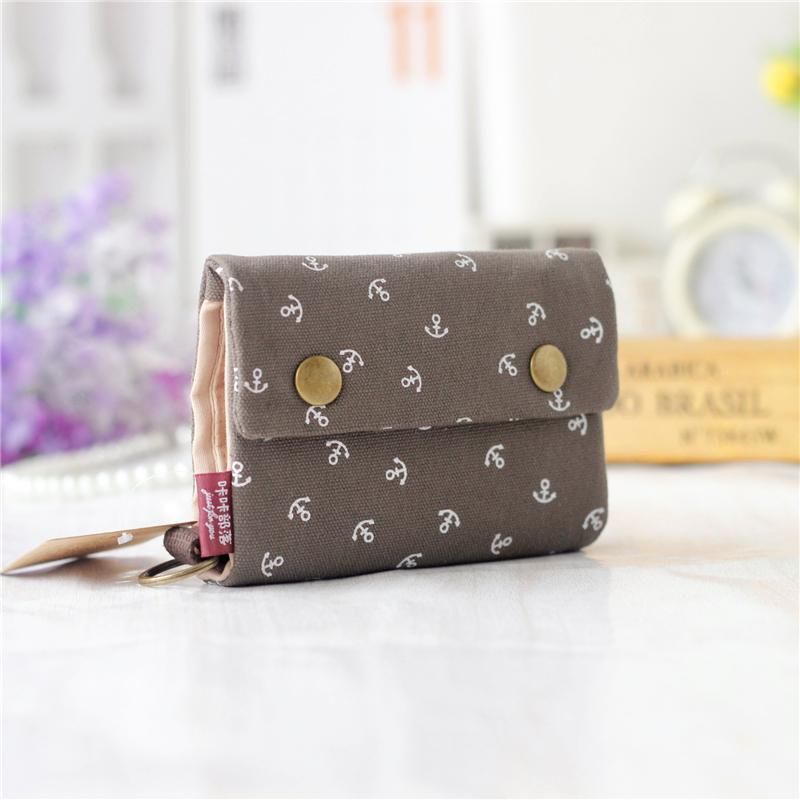 Cartera corta de tela de algodon para mujer monedero de gran capacidad tarjetero multifuncion -BlueFlower