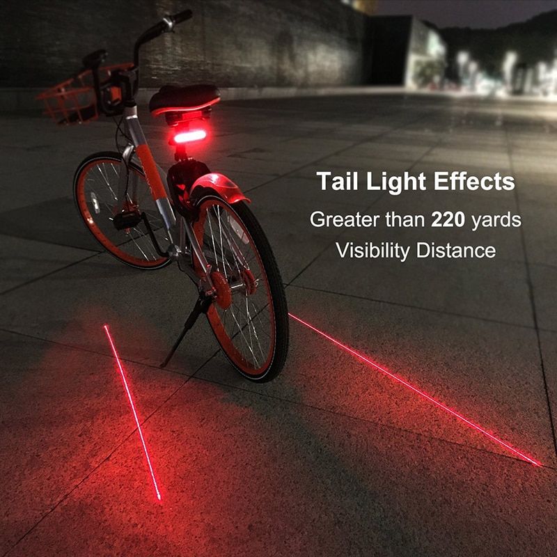 Bicycle LED Light USB Taillight Bicycle Wireless Turn Light Rear Bike Light Remote Ground Lane Alert Cycle Bike Laser Taillights--BLACK COLOR