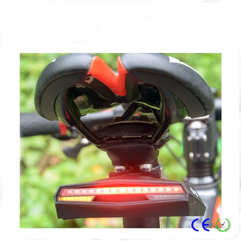 Bicycle LED Light USB Taillight Bicycle Wireless Turn Light Rear Bike Light Remote Ground Lane Alert Cycle Bike Laser Taillights--BLACK COLOR