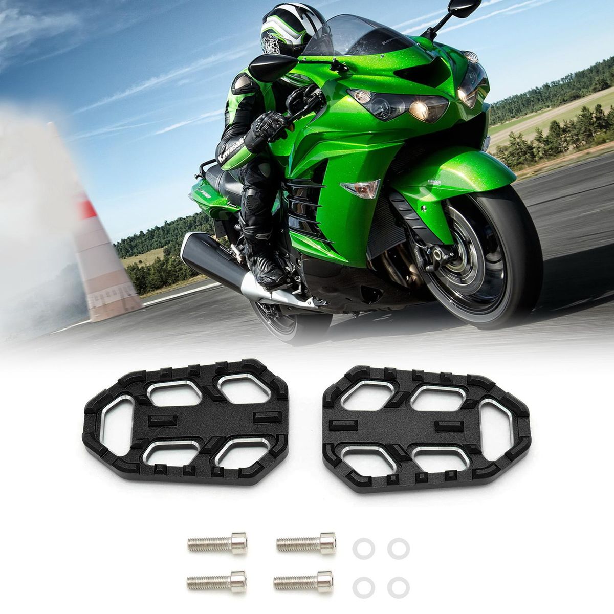 Motorcycle FootPegs Front Billet Wide Pedals Rest Footpegs Replacement for Kawasaki  Versys 650 1000 X300 2010-2019