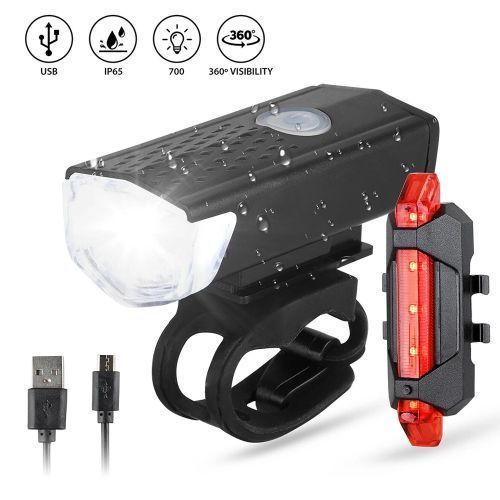 Waterproof Cycling Safety Front Rear USB Recharge Bike Light