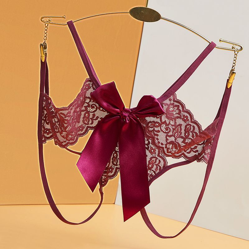 Women's Sexy Hollow Out Thong Lingerie Open Crotch Underwear Red