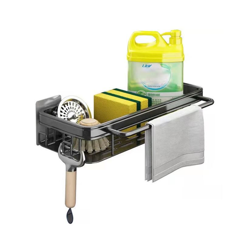 Aluminum Sink Organizer - Wall Mount Sponge & Utensil Holder