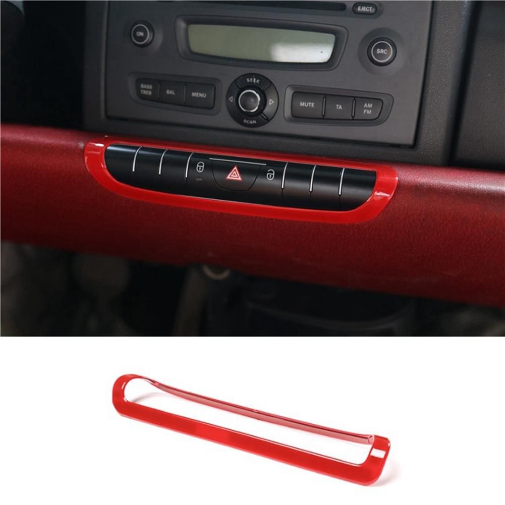 For Mercedes Benz Smart 2009-2015 Car Central Control Door Lock Switch Button Cover Trim Frame Sticker Accessories,Red