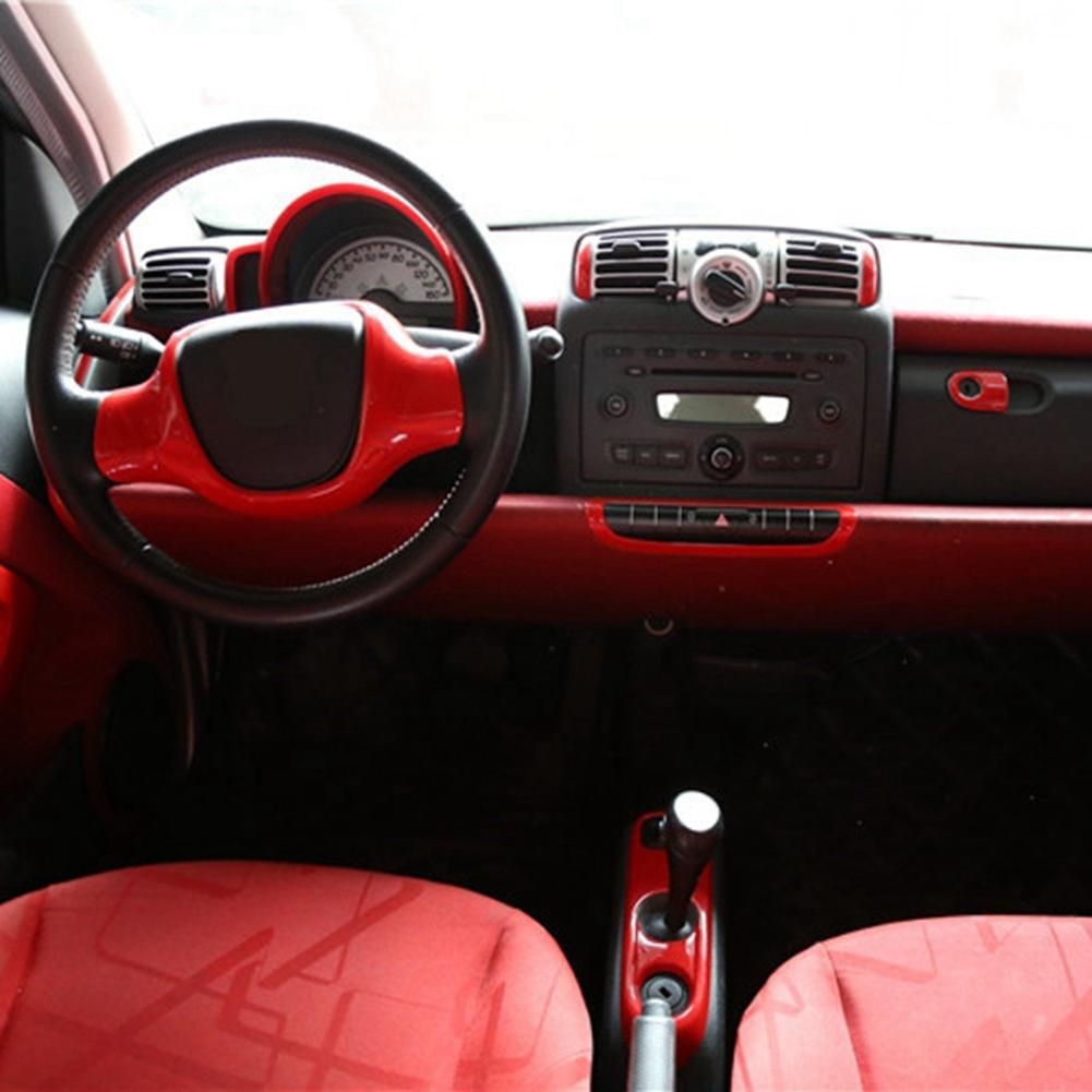 For Mercedes Benz Smart 2009-2015 Car Central Control Door Lock Switch Button Cover Trim Frame Sticker Accessories,Red