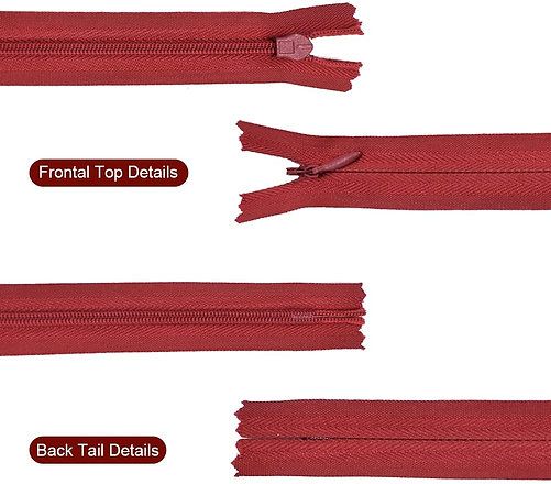 22 Inch Nylon Invisible Zippers 6-pack, Red