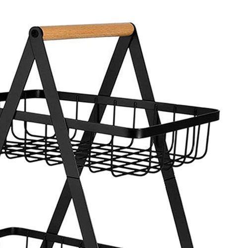 Portable Bread Basket Detachable 2-tier Fruit Holder Storage Black