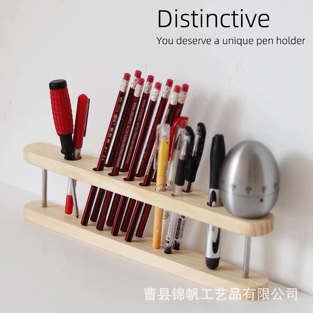 Makeup Brush Display Stand Student Desktop Pencil Storage Rack Porous Steel Frame Office Supplies Rack Solid Wood Pen Holder