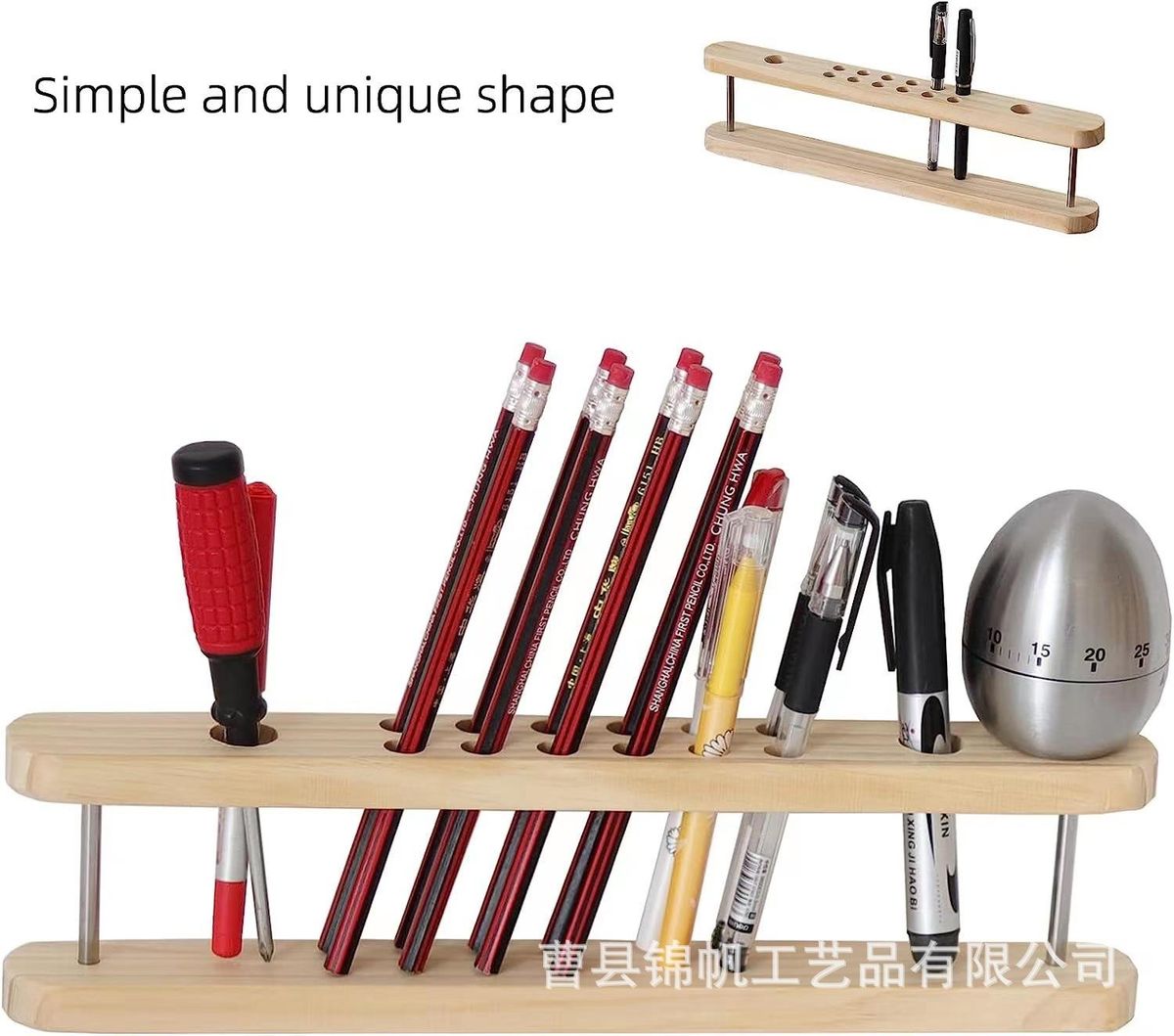 Makeup Brush Display Stand Student Desktop Pencil Storage Rack Porous Steel Frame Office Supplies Rack Solid Wood Pen Holder